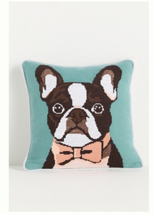 Anthropologie Other - Anthropologie Arden Cotton Frenchie Dog Needlepoint Pillow, New With Tags!